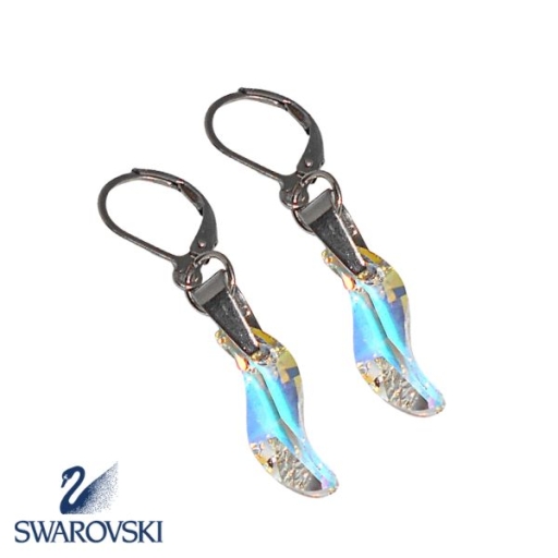 Aros Llama de cristal Tornasol Swarovski Genuino con brisura de acero quirúrgico Alt: 40mm incl. brisura