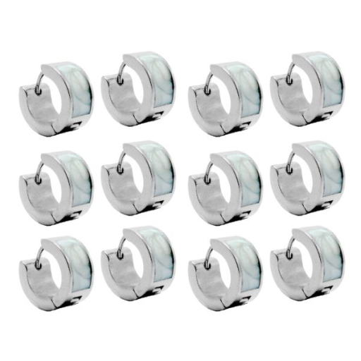 PACK x6 Aros cubanos esmaltado blanco de acero quirúrgico