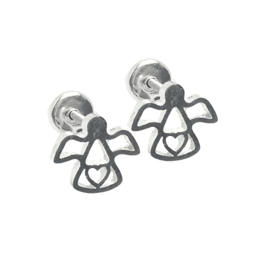 Pack de 6 Aros tipo abridor Angel con corazón calado de acero blanco