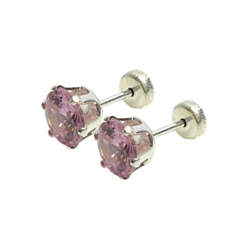 Aros abridores cubic rosa 6mm engarzado de acero blanco