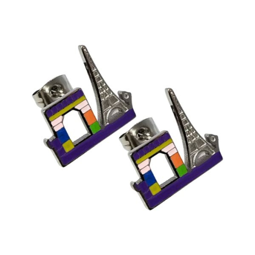 Aros Torre Eiffel París esmaltados de Acero Quirúrgico Alt: 15mm