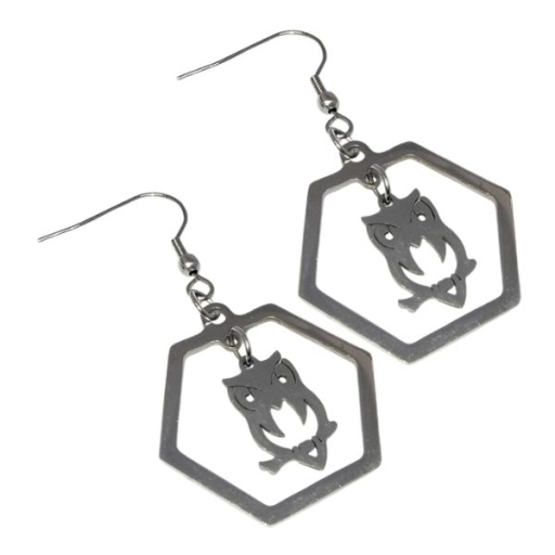 Aros Calados Buho Lechuza Colgantes de Acero Quirúrgico Alt: 52mm incl. brisura