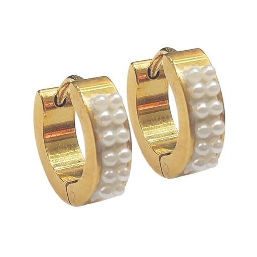 Aros cubanos con microperlas de acero quirúrgico dorado