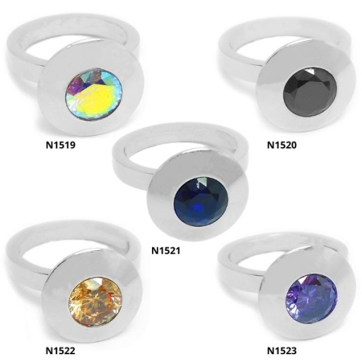 PACK X 5 Anillos de acero quirúrgico con piedra facetada