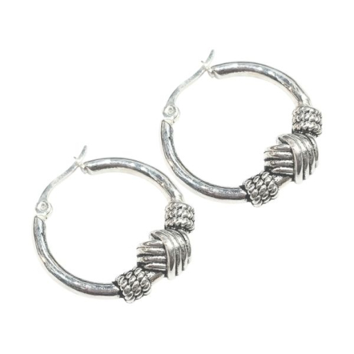 Argolla Bali c/Nudo de Acero Blanco 25mm