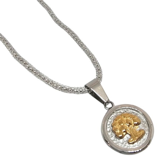 CONJUNTO Cadena laila 1.8mm 45cm y Dije Árbol de la vida Tramado con dorado Alt: 33mm incl. drop de acero quirúrgico
