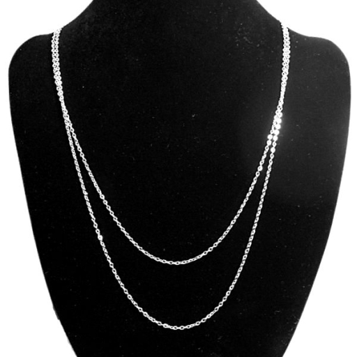 Cadena espejito doble 1.5mm x 45 y 50cm de acero blanco