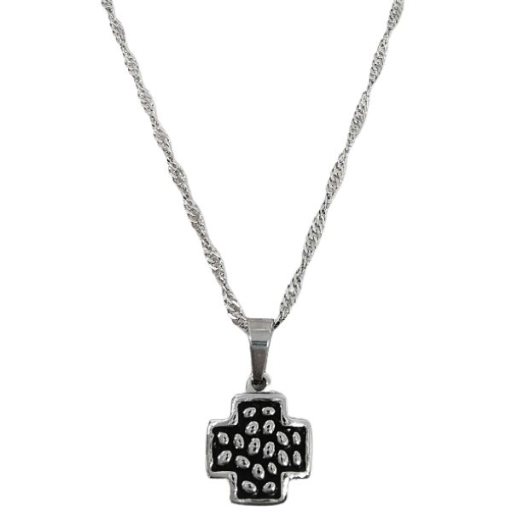 CONJUNTO Cadena Singapur con dije Cruz del Equilibrio de acero quirúrgico