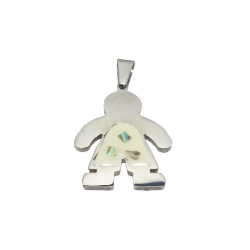 Dije nene esmaltado con nacar de acero quirúrgico Alt: 40mm -OFERTA-