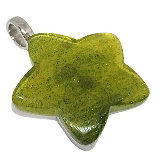 Dije Estrella Piedra Verde de Acero Quirúrgico Alt: 36mm
