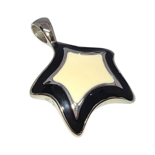 Dije Estrella esmaltado de Acero Quirúrgico Alt: 40mm incl. drop