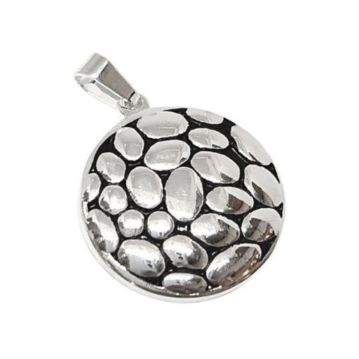 Dije Circulo tramado y esmaltado de acero blanco Alt: 33mm incl. drop