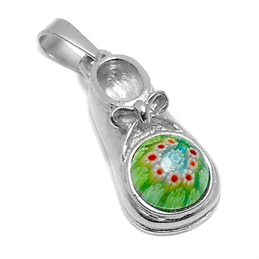 Dije zapato murano verde claro de acero quirúrgico