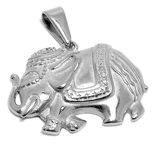 Dije elefante tramado de acero quirúrgico