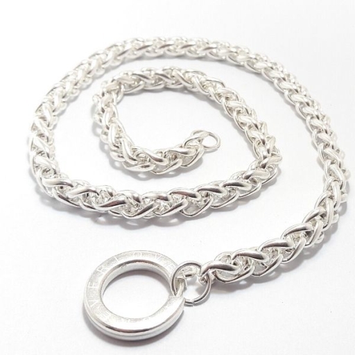 CADENA SOGA DE ACERO BLANCO 50CM X 8MM CON DIJE “FOR EVER”