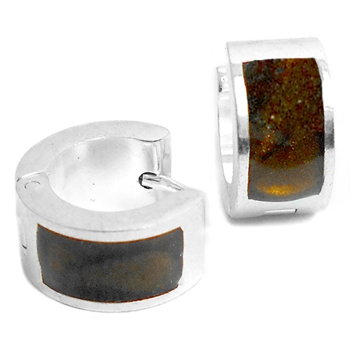 Aros cubanos con nácar marrón de acero blanco