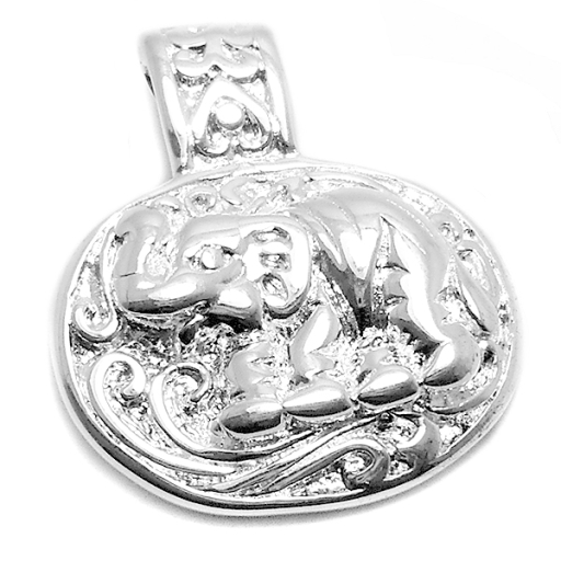 Dije elefante tramado de acero blanco