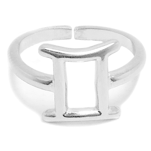 Anillo falange ZODIACO GÉMINIS de acero blanco