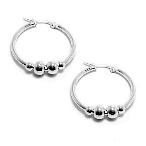 PACK x 6 Aros argolla con bolitas 30mm de acero blanco