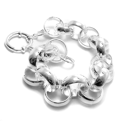 Pulsera rolo 14mm 21cm con cierre marinero de acero blanco