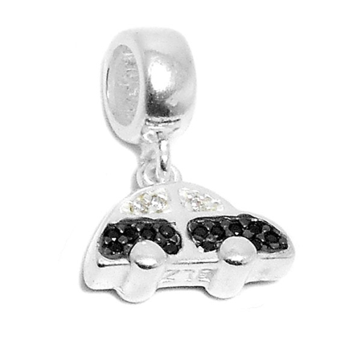 Dije de Plata auto con cubics blancos y negros