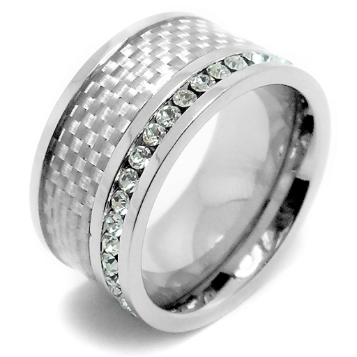 Anillo malla con cubics blancos de acero quirúrgico