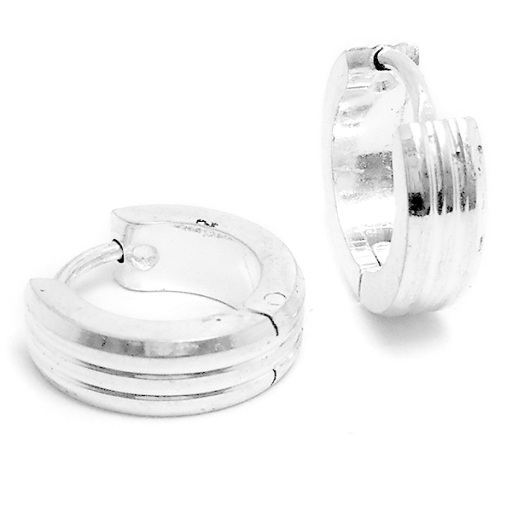 Pack por 6 pares de Aros cubanos tramados de acero blanco