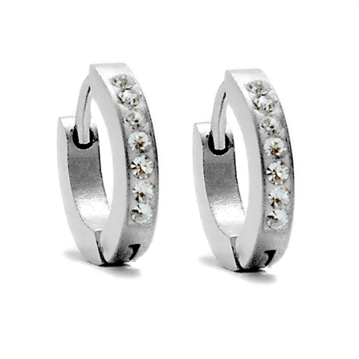 Aros cubanos 12mm con cubics blancos de acero quirúrgico