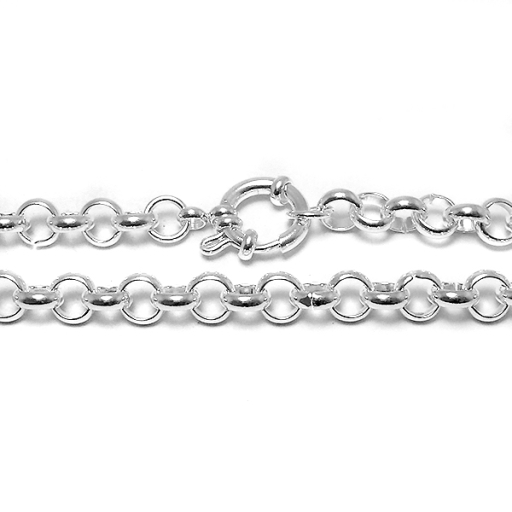 Cadena rolo 7mm 45cm con cierre marinero de acero blanco