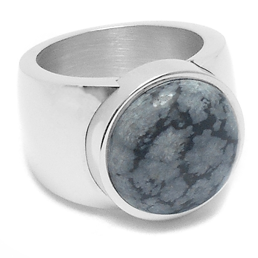 Anillo con piedra obsidiana negra de acero quirúrgico