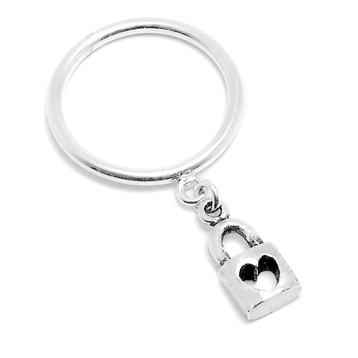 Anillo para Falange de Plata 925 con candado colgante
