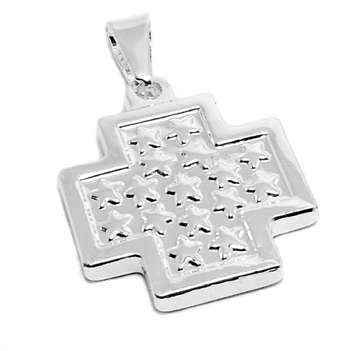 Dije cruz del equilibrio tramada de acero blanco