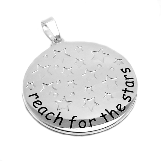 PACK de 5 Dijes con frase "Reach for the stars" de acero blanco