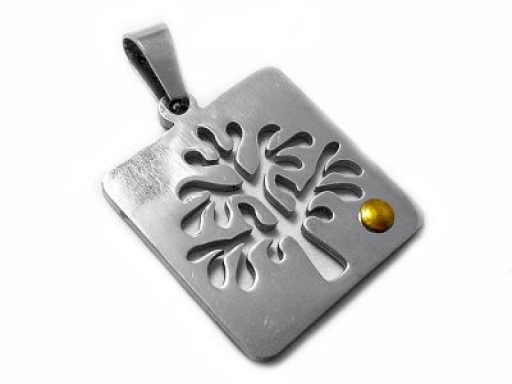 Dije árbol de la vida calado con aplique dorado de acero quirúrgico