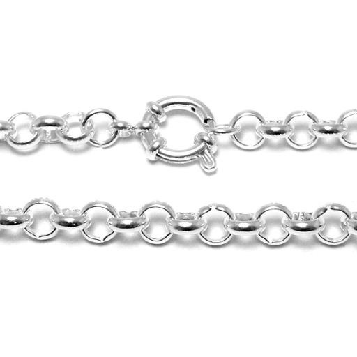Cadena rolo 8mm 45cm con cierre marinero de acero blanco