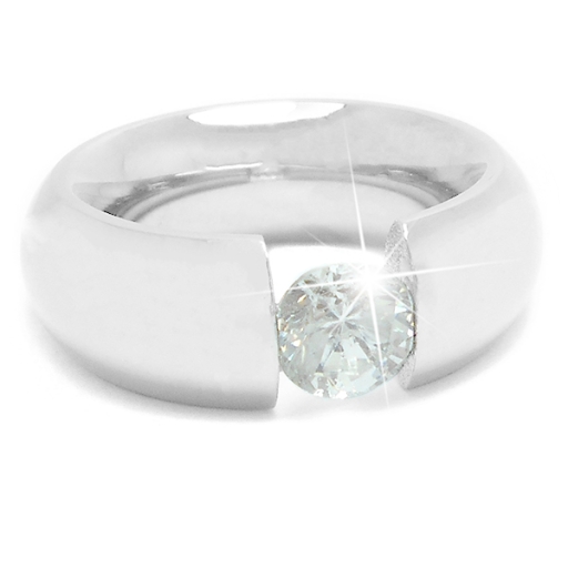 Anillo grueso con piedra facetada tipo diamante de acero quirúrgico