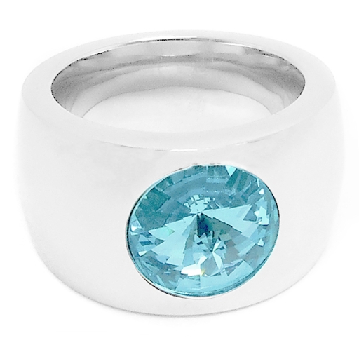 Anillo grueso con piedra facetada azul de acero quirúrgico