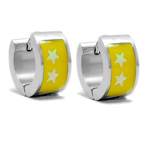 PACK x6 Aros cubanos esmaltados amarillo de acero quirúrgico