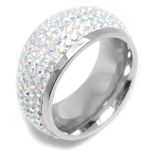 Anillo sin fin con cubics tornasol de acero quirúrgico