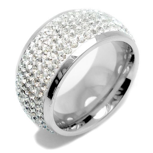Anillo sin fin con cubics blancos de acero quirúrgico