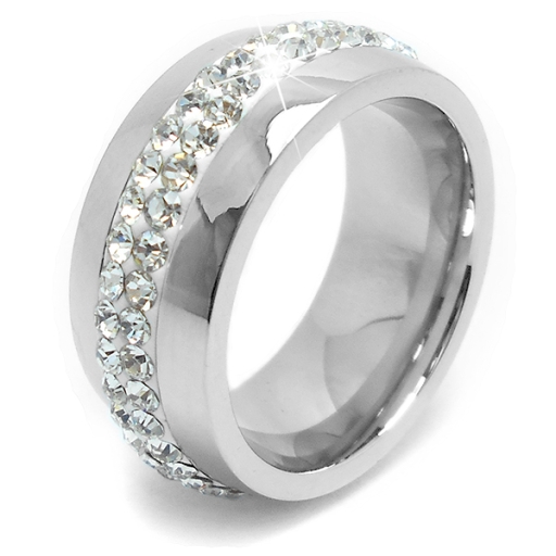 Anillo sin fin con cubics blancos de acero quirúrgico
