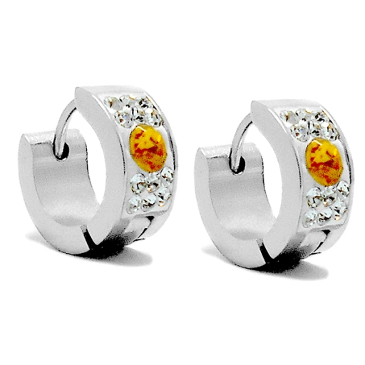 Aros cubanos con cubics blancos y amarillo de acero quirúrgico