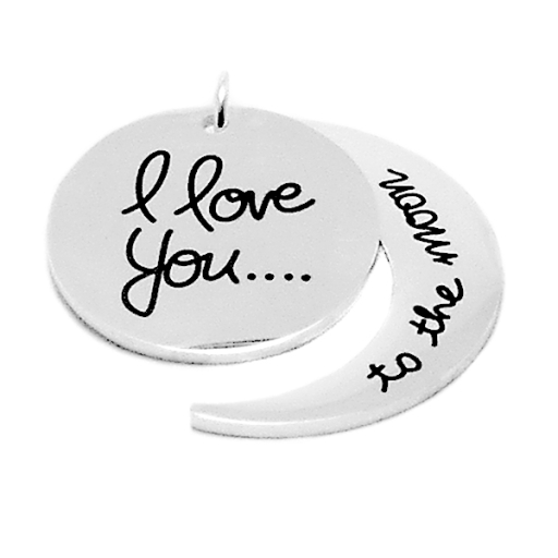 Dije "I love you to the moon" de acero blanco