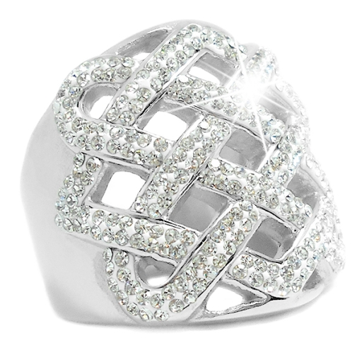 Anillo malla con cubics blancos de acero quirúrgico