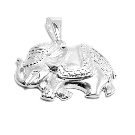Dije elefante tramado de acero blanco
