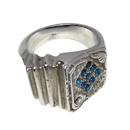 Anillo Acordeon con cubics azules de acero quirúrgico