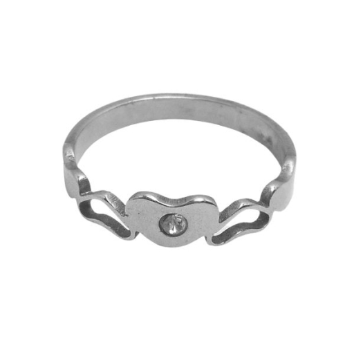 Anillo corazones calados con cubic de acero quirúrgico -OFERTA-
