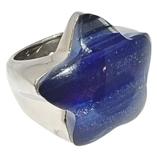 Anillo Piedra Estrella Azul de Acero Quirúrgico