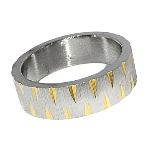 Anillo Cartier Esmerilado con Dorado de Acero Quirúrgico