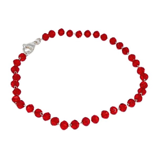 Pulsera cristales rojos de estilo swarovski 4mm x 20cm de acero blanco